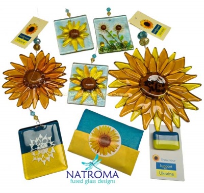 Sunflowers for Ukraine - Charity Fused Glass
