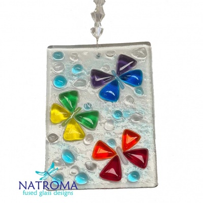 Fused Glass Small Chakra Butterfly Suncatcher