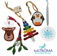 Handmade Fused Glass Christmas Decorations